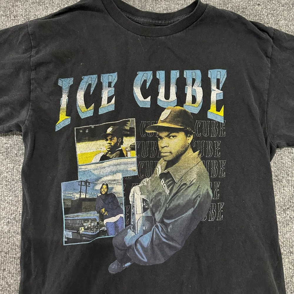 Ice Cube T-Shirt Mens Size S Black Graphic Hip Hop Rap Tee Short Sleeve Casual